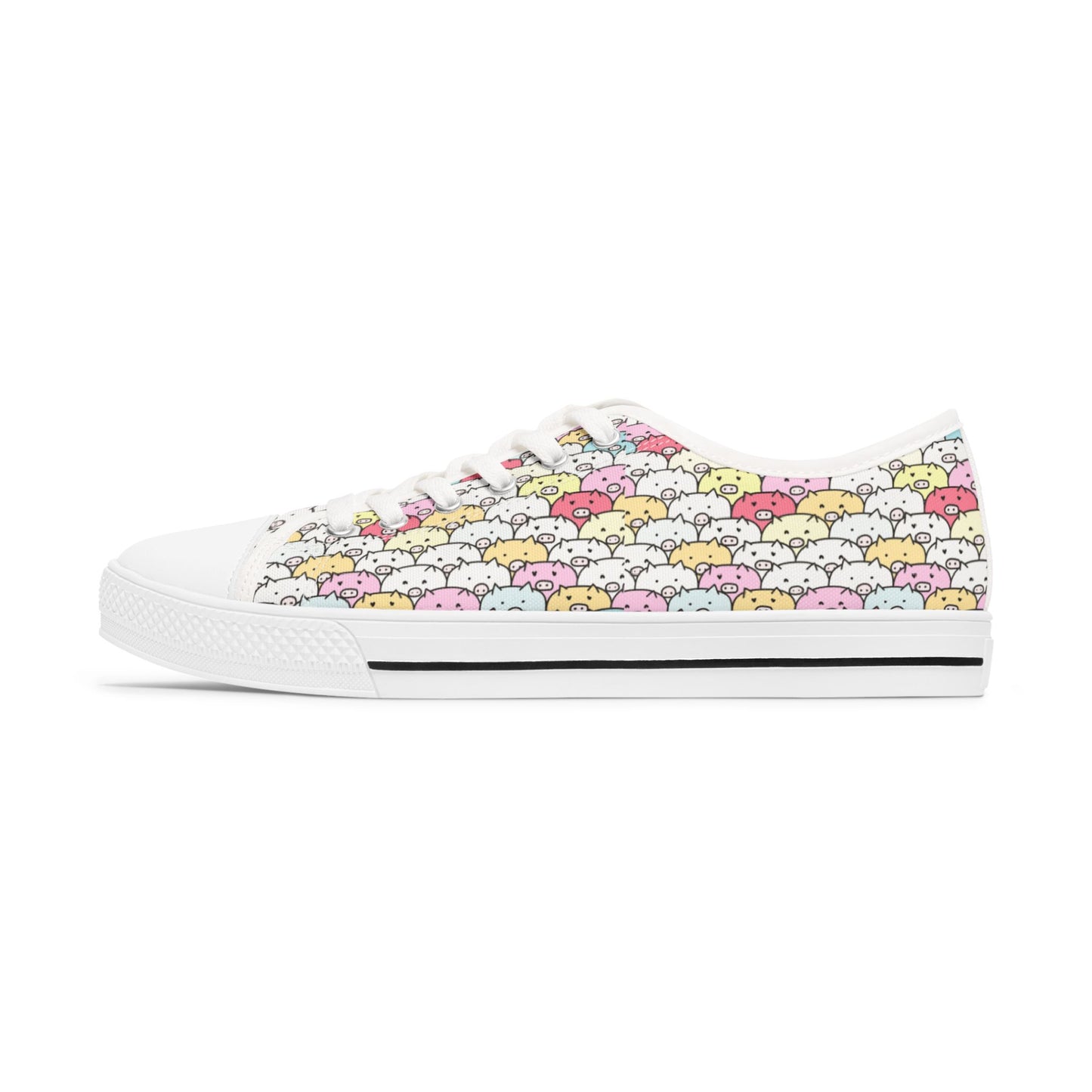 Colorful Cartoon Pig Low Top Sneakers for Women