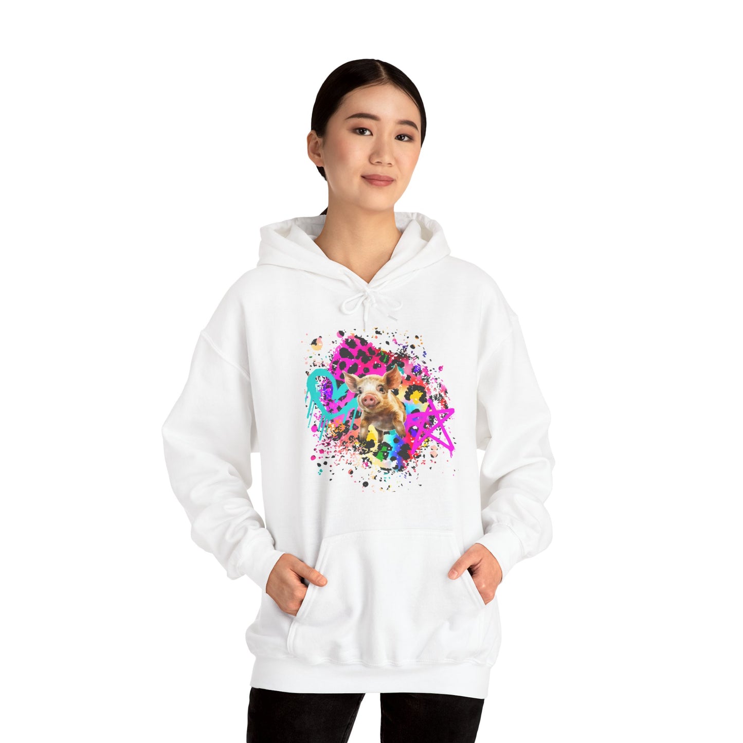 Spray Paint Leopard Pig Unisex Heavy Blend™ Hooded Sweatshirt