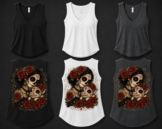 💀🌹 Calavera Pig Mom Tank 🌹💀