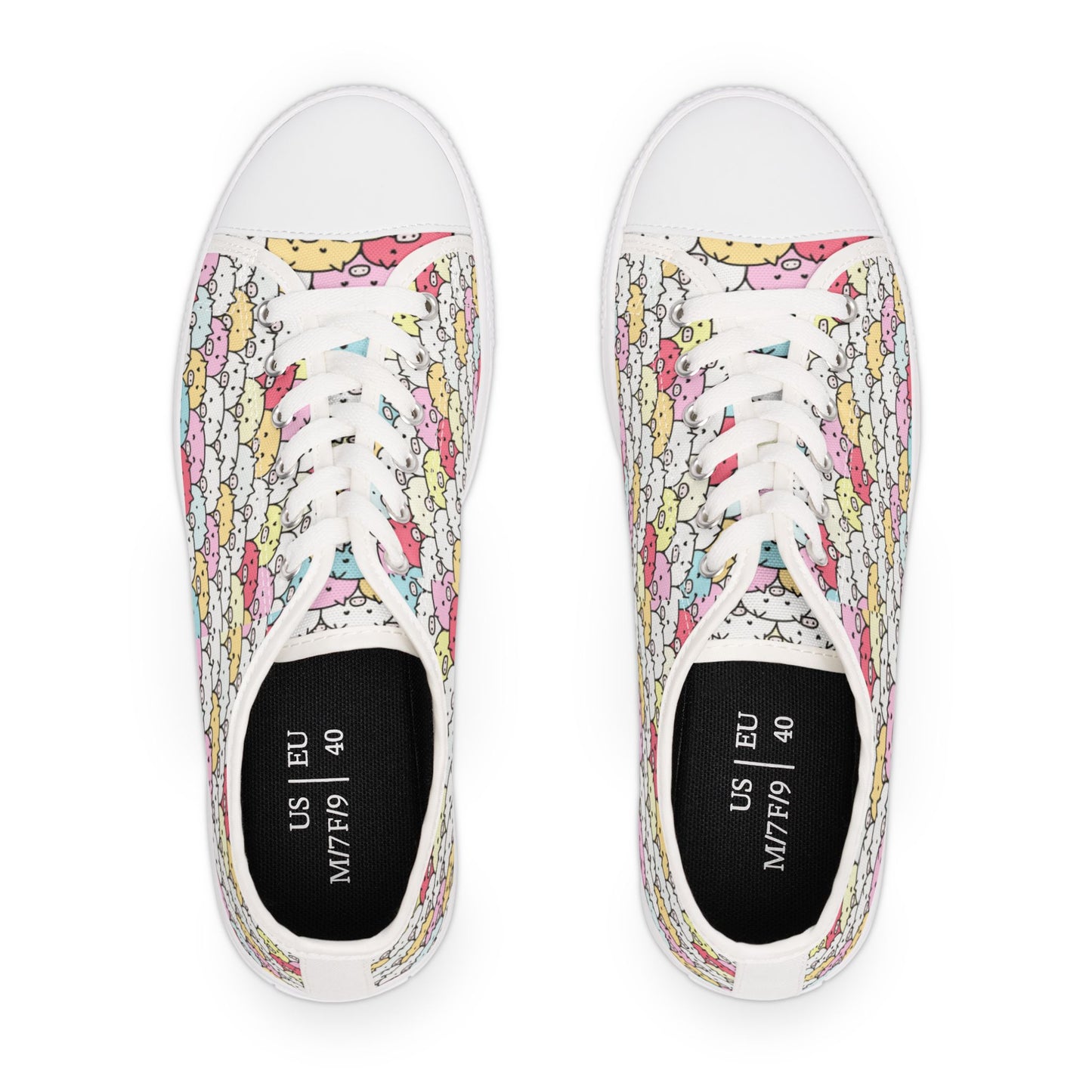 Colorful Cartoon Pig Low Top Sneakers for Women