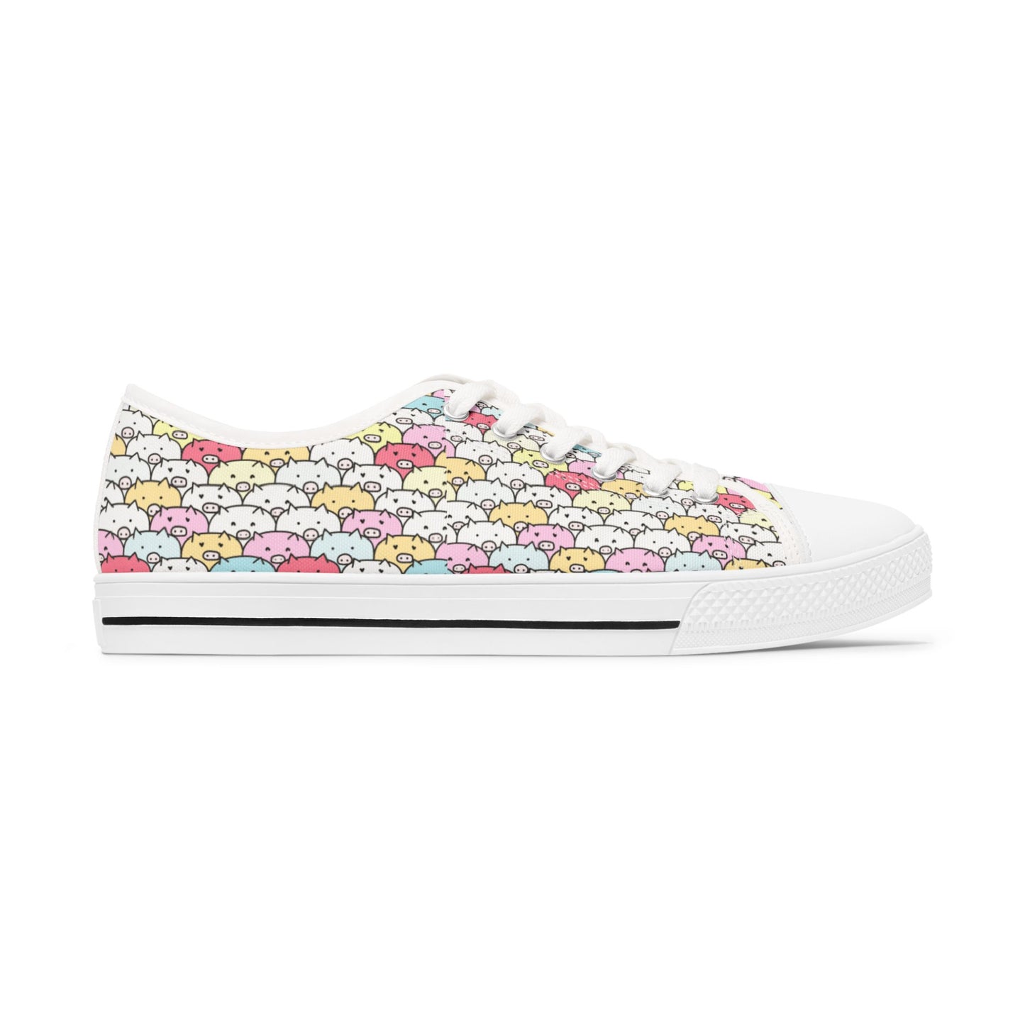 Colorful Cartoon Pig Low Top Sneakers for Women