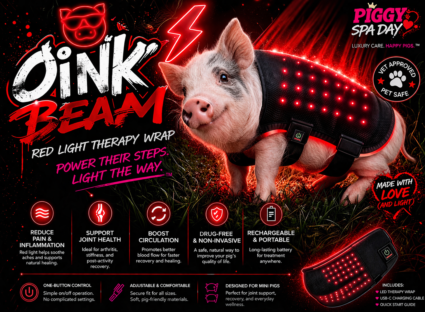 ⚡️ OinkBeam™ Red Light Therapy Back Wrap- preorder ships June 2026
