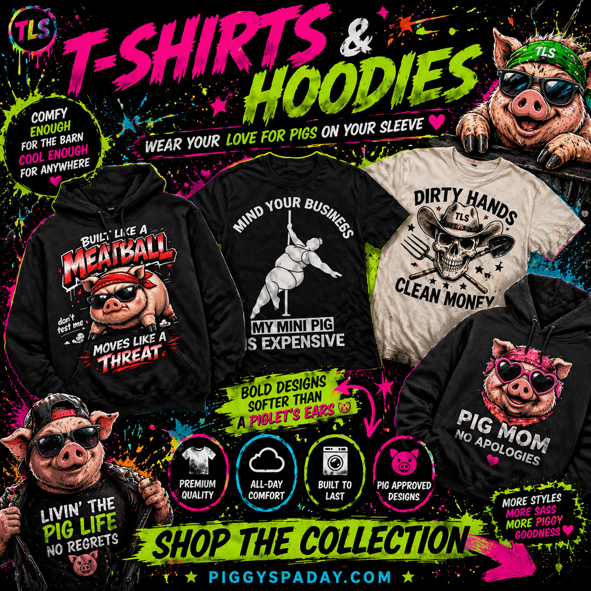 Mini Pig Themed T-Shirts & Hoodies