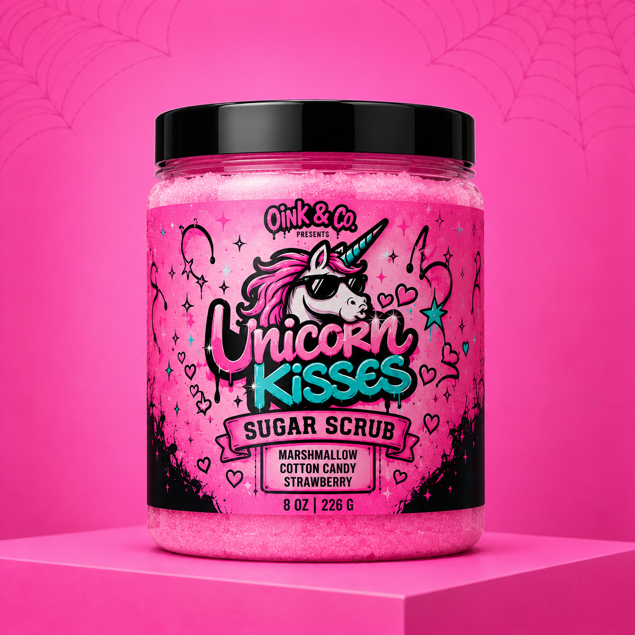 Oink & Co.™ Unicorn Kisses Sugar Scrub | Exfoliating Body Polish | 8 oz