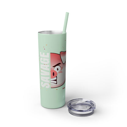 Savage Pig Skinny Tumbler with Straw, 20oz