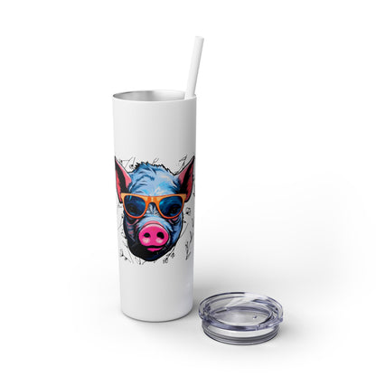 Cool Mini Pig Skinny Tumbler with Straw, 20oz