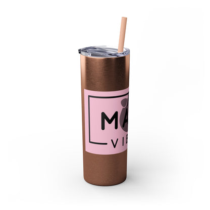 Pig Mama Vibes Skinny Tumbler with Straw, 20oz