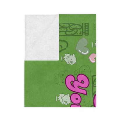 Green "Either You Love Mini Pigs & Pickles or you're wrong!" Velveteen Microfiber Blanket