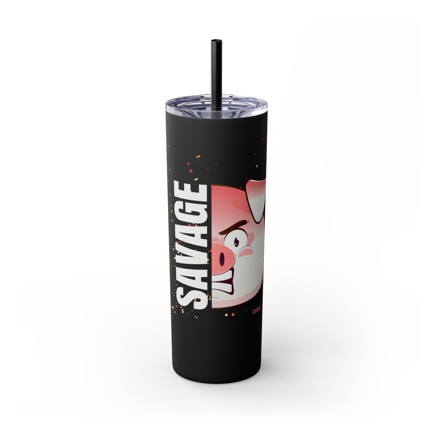 Savage Pig Skinny Tumbler with Straw, 20oz