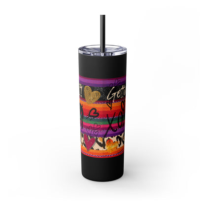 Serape "Getting Piggy With it!" Skinny Tumbler with Straw, 20oz