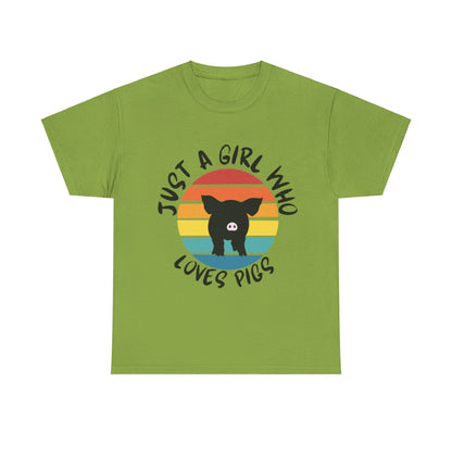 Just A Girl That Loves Pigs Unisex Heavy Cotton Tee