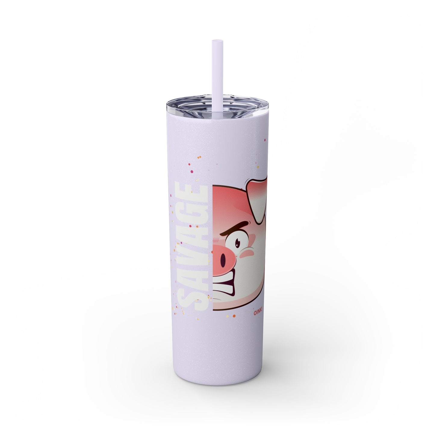 Savage Pig Skinny Tumbler with Straw, 20oz