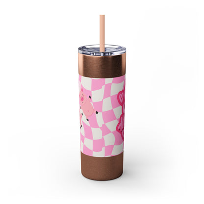 Share the Love Mini Pig Skinny Tumbler with Straw, 20oz