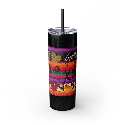 Serape "Getting Piggy With it!" Skinny Tumbler with Straw, 20oz