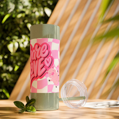 Share the Love Mini Pig Skinny Tumbler with Straw, 20oz