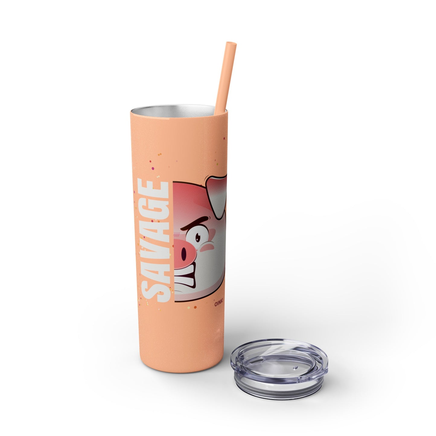 Savage Pig Skinny Tumbler with Straw, 20oz