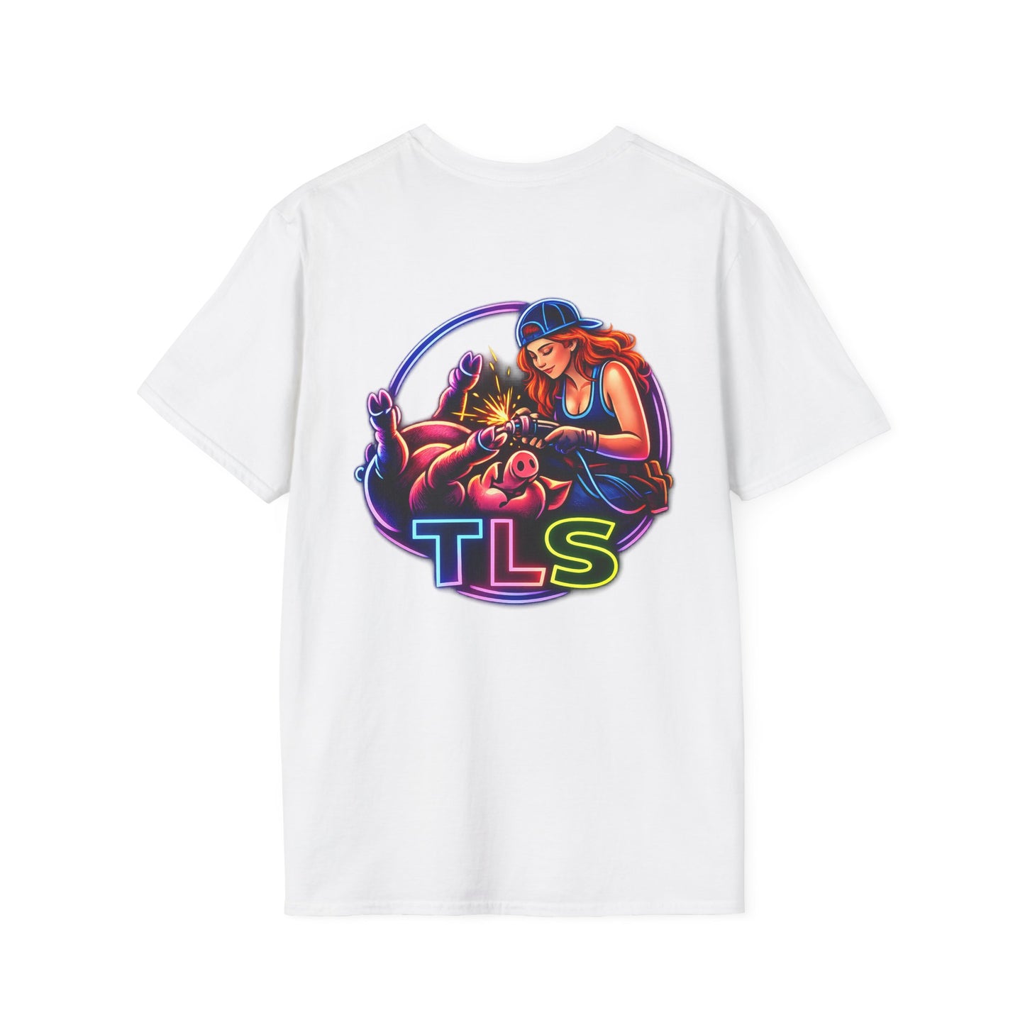 TLS Neon Girl T-Shirt — Neon Retro Gaming Crew Tee