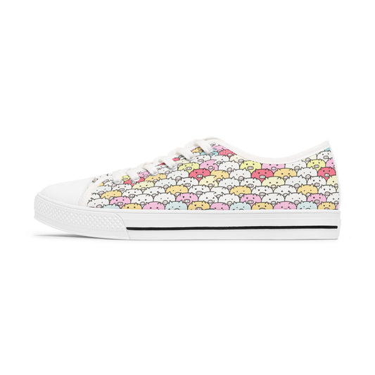 Colorful Cartoon Pig Low Top Sneakers for Women