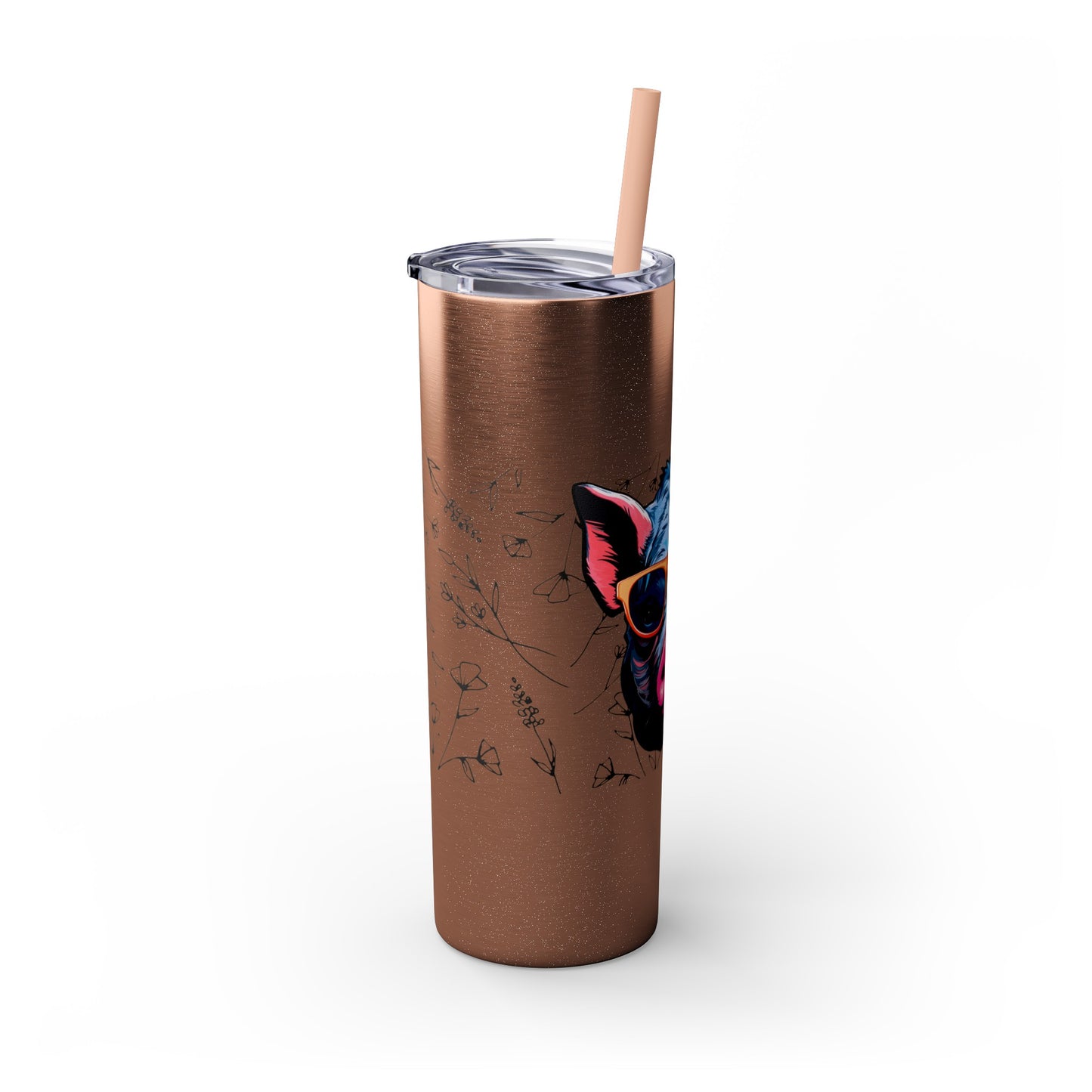 Cool Mini Pig Skinny Tumbler with Straw, 20oz