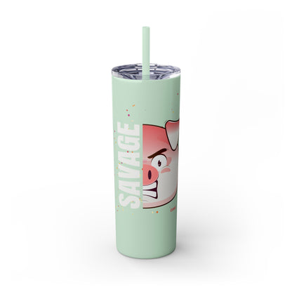 Savage Pig Skinny Tumbler with Straw, 20oz