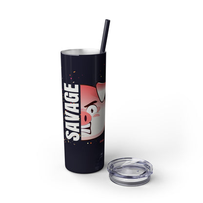 Savage Pig Skinny Tumbler with Straw, 20oz