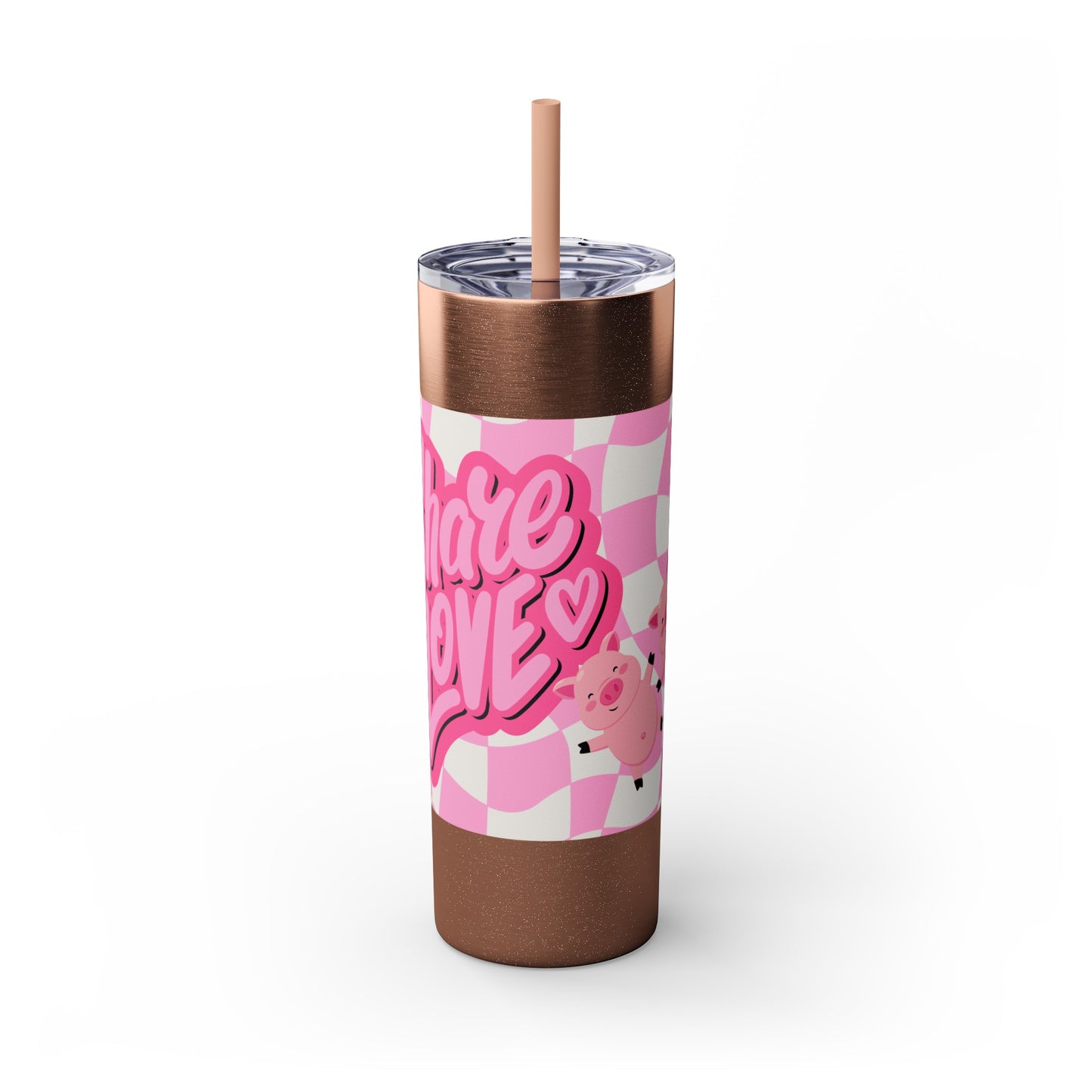 Share the Love Mini Pig Skinny Tumbler with Straw, 20oz