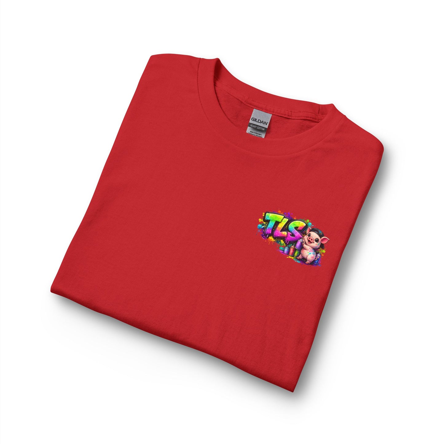 Long Sleeve T-Shirt — Colorful "TLS" Pig Logo, Cute PiggySpaDay Graphic