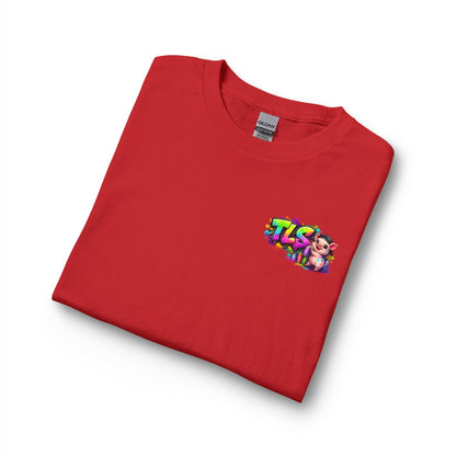 Long Sleeve T-Shirt — Colorful "TLS" Pig Logo, Cute PiggySpaDay Graphic