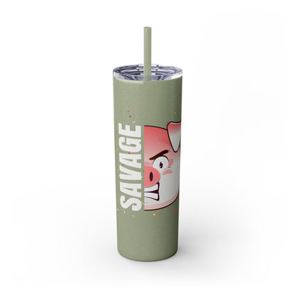 Savage Pig Skinny Tumbler with Straw, 20oz