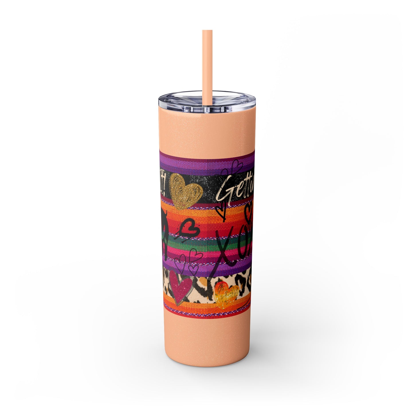 Serape "Getting Piggy With it!" Skinny Tumbler with Straw, 20oz