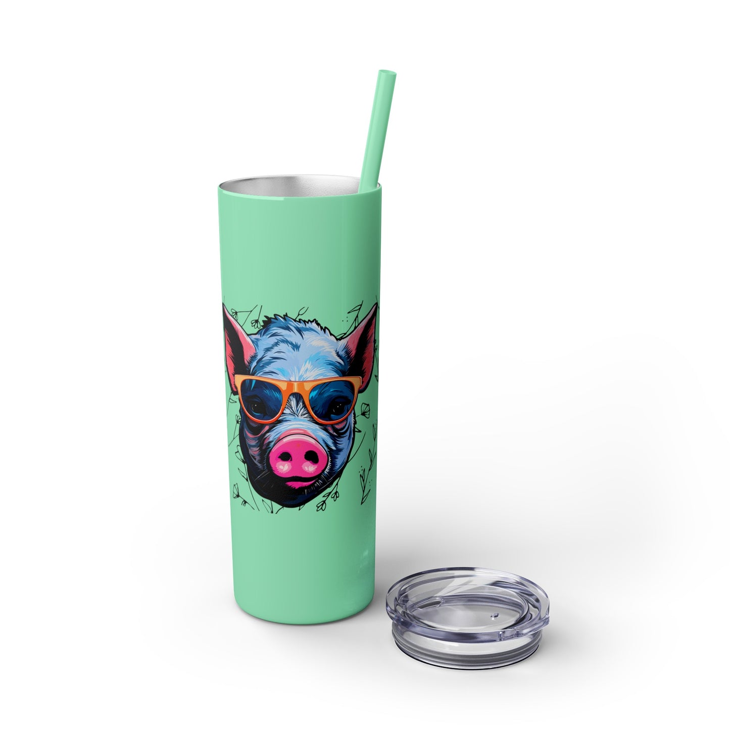 Cool Mini Pig Skinny Tumbler with Straw, 20oz