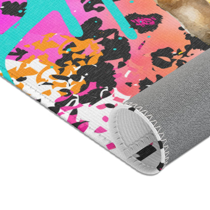 Spray Paint Leopard Pig Area Rugs