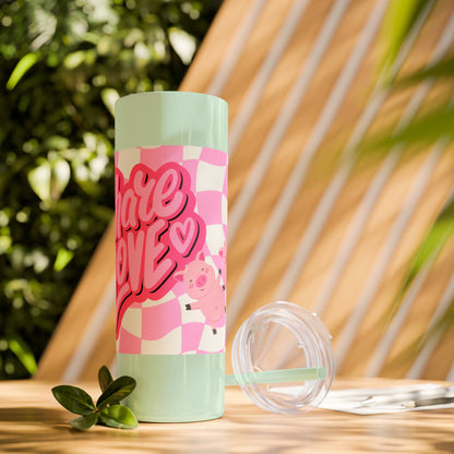 Share the Love Mini Pig Skinny Tumbler with Straw, 20oz