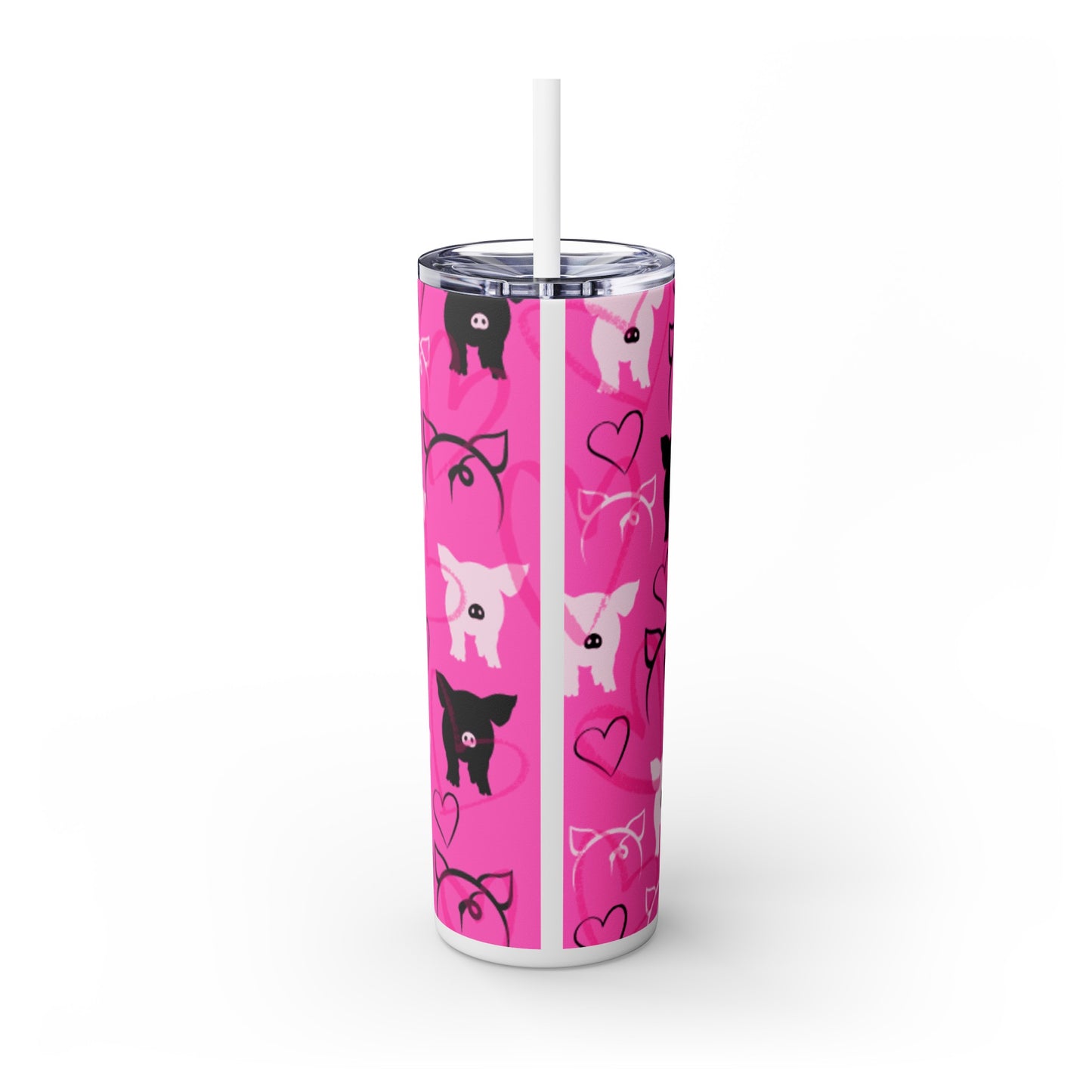 Pig Pigs Skinny Tumbler with Straw, 20oz