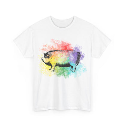 Rainbow Splat Pig Unisex Heavy Cotton Tee