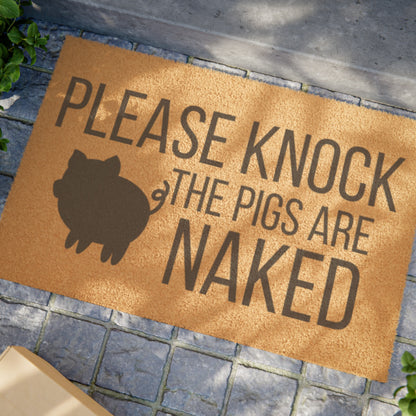 Please knock the pigs are naked Door mat