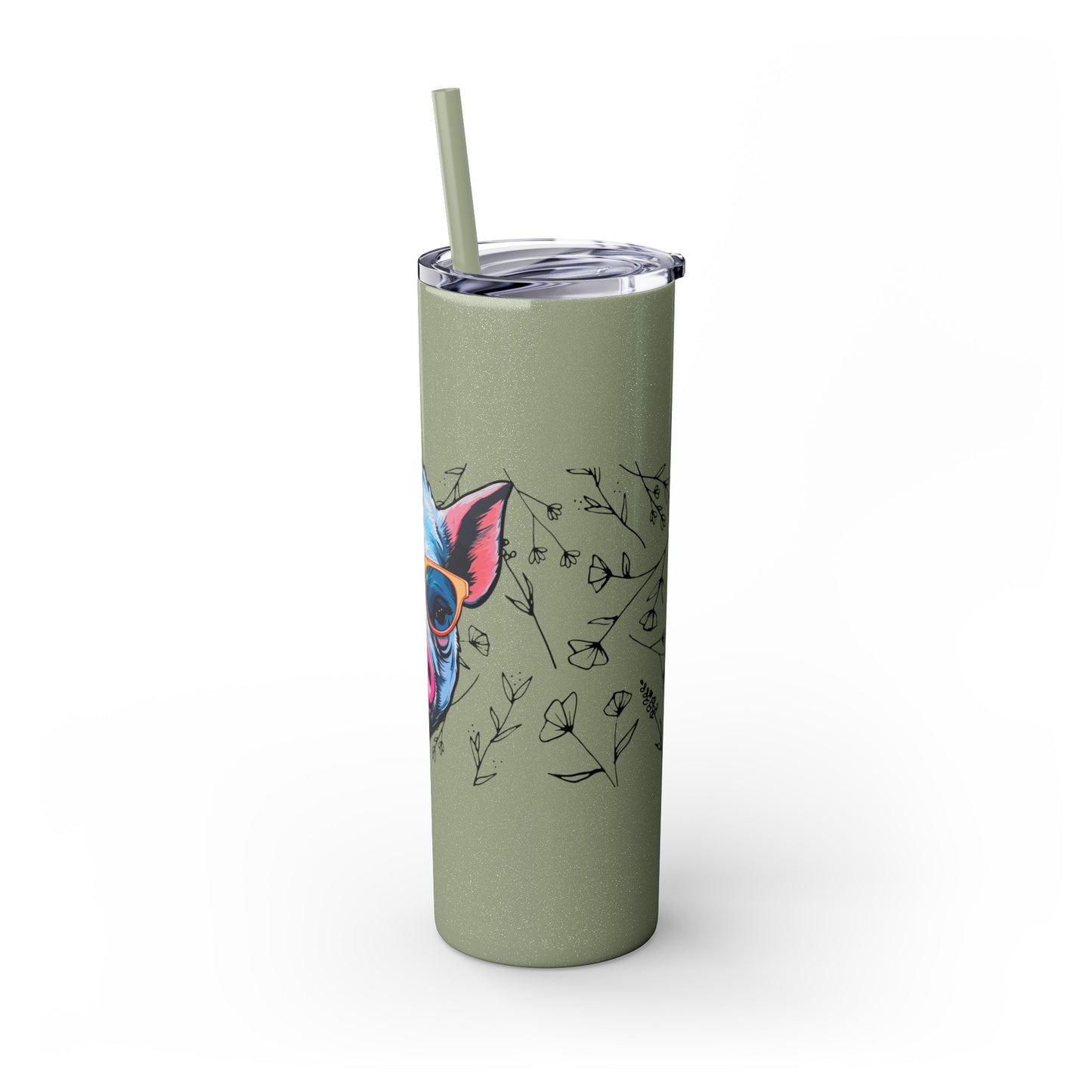 Cool Mini Pig Skinny Tumbler with Straw, 20oz