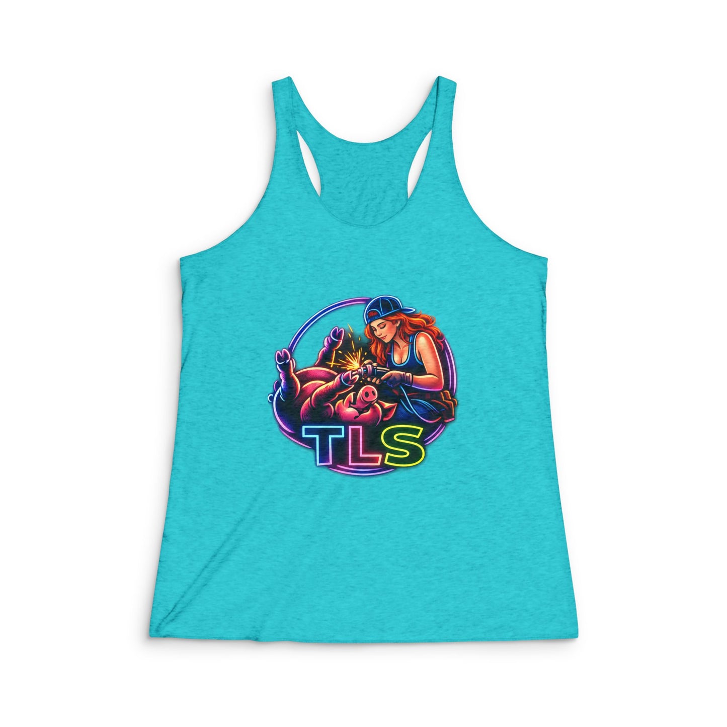 TLS Neon Girl Racerback Tank — Retro Skate Vibe Tank Top
