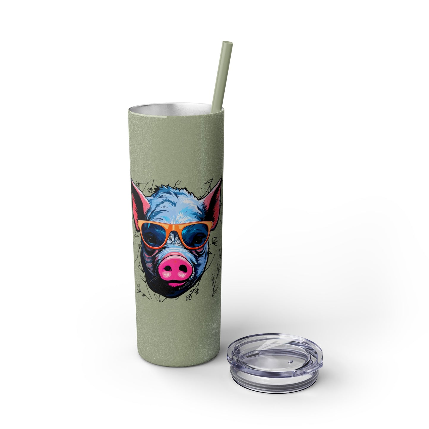 Cool Mini Pig Skinny Tumbler with Straw, 20oz