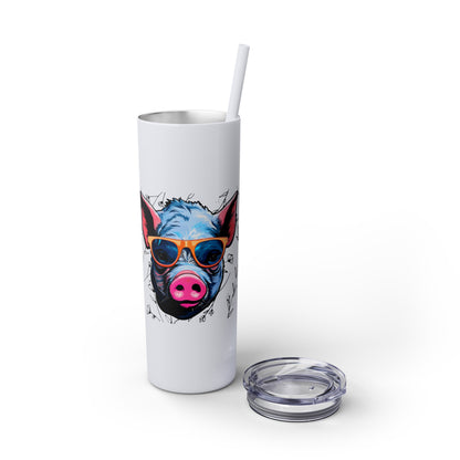 Cool Mini Pig Skinny Tumbler with Straw, 20oz