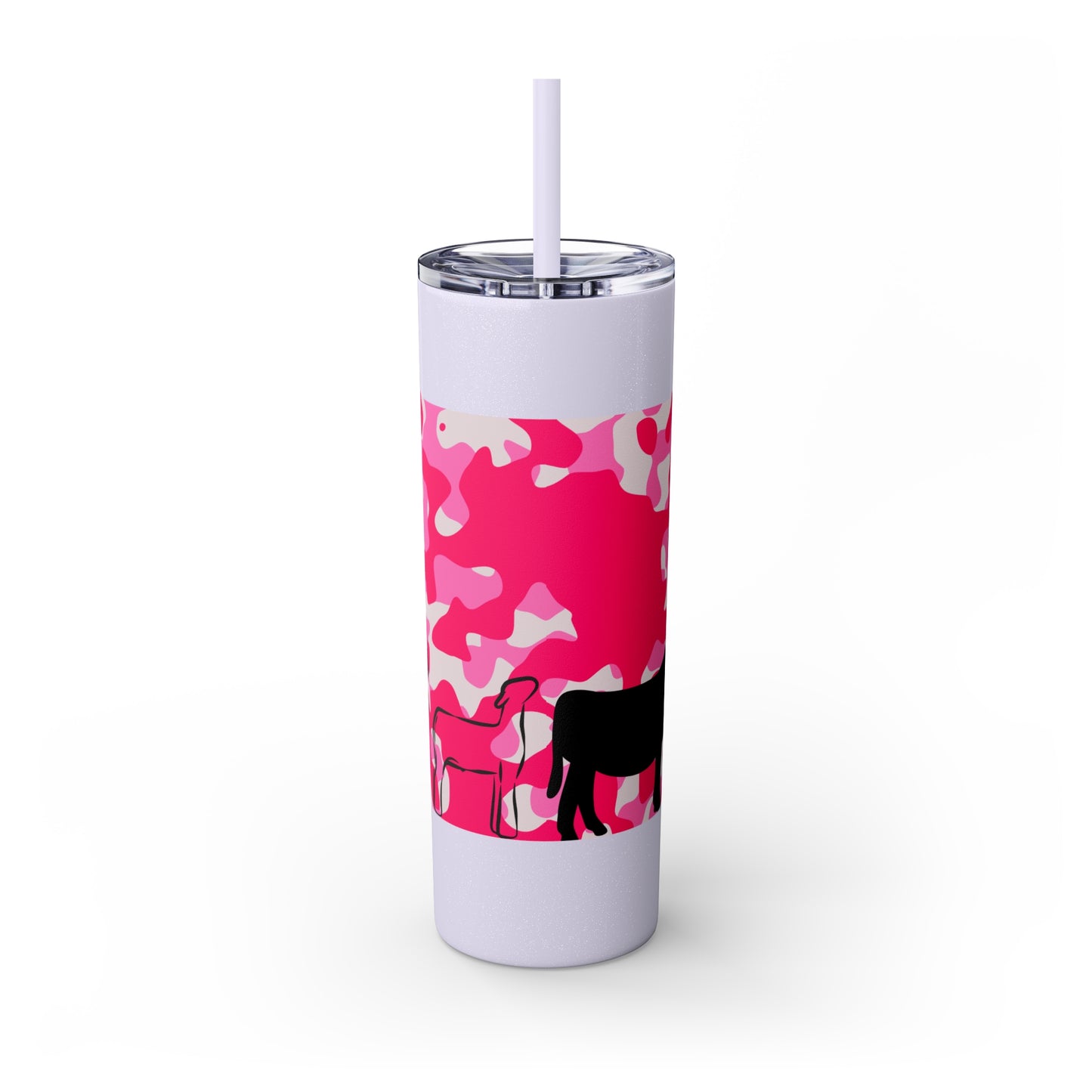 Glitter Lilac with Pink Camo Show Time Livestock Skinny Tumbler with Straw, 20oz