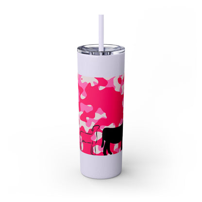 Glitter Lilac with Pink Camo Show Time Livestock Skinny Tumbler with Straw, 20oz