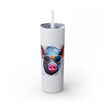 Cool Mini Pig Skinny Tumbler with Straw, 20oz