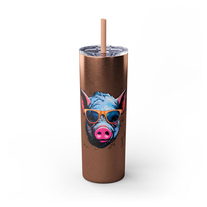 Cool Mini Pig Skinny Tumbler with Straw, 20oz