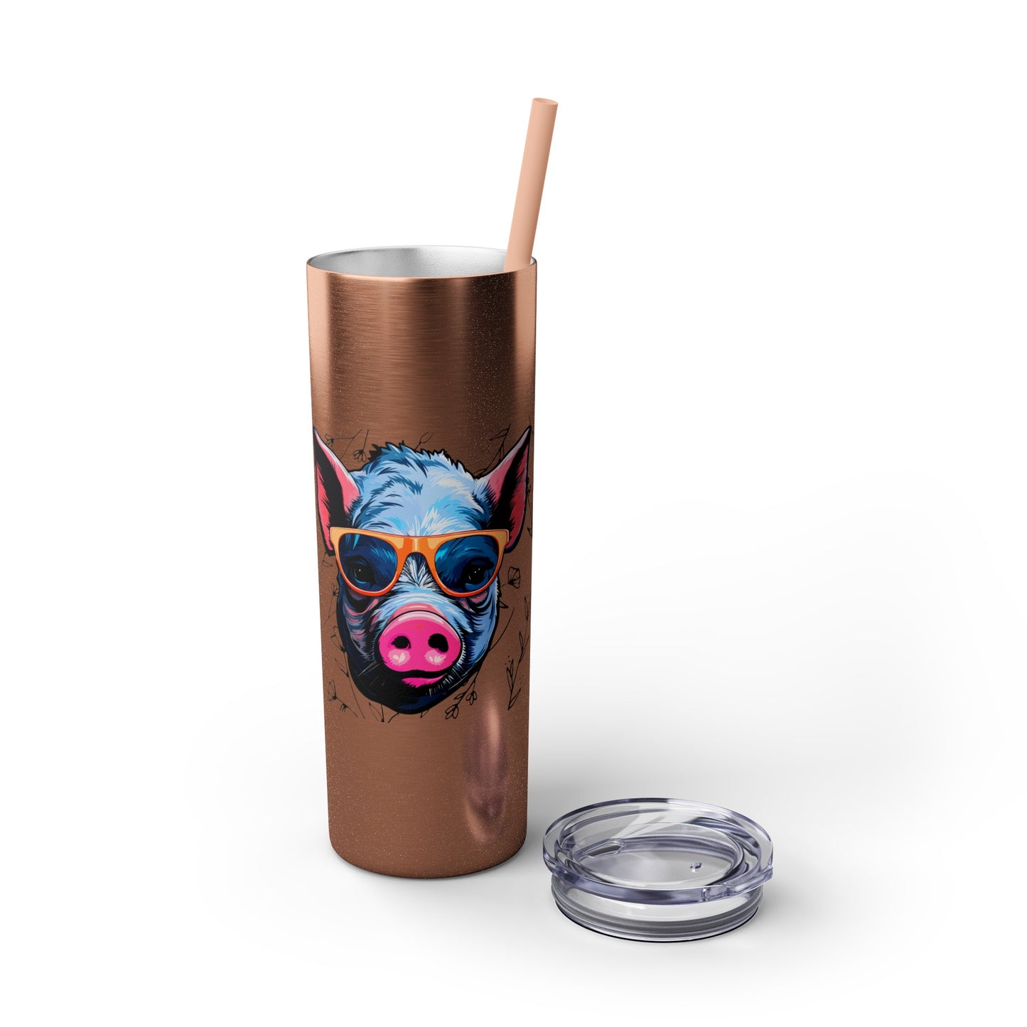 Cool Mini Pig Skinny Tumbler with Straw, 20oz