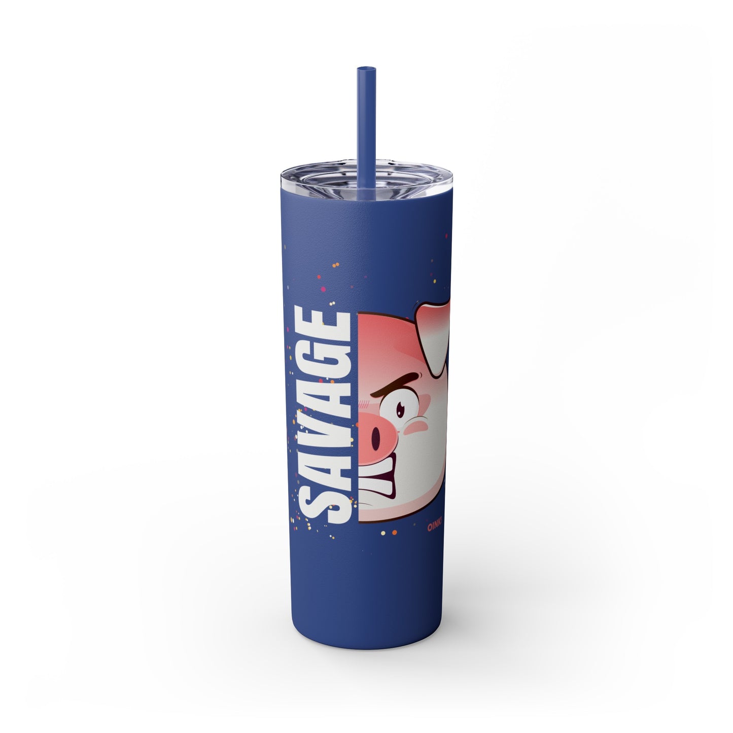 Savage Pig Skinny Tumbler with Straw, 20oz