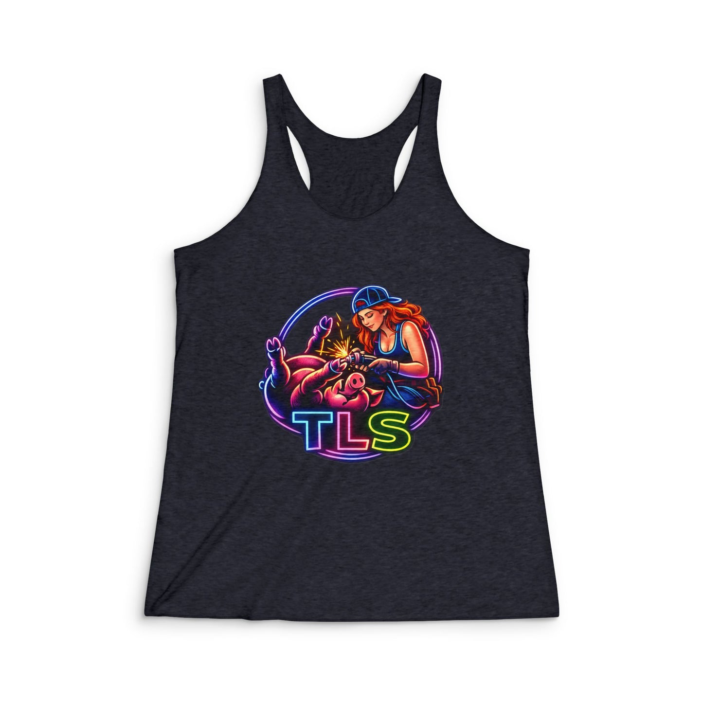 TLS Neon Girl Racerback Tank — Retro Skate Vibe Tank Top