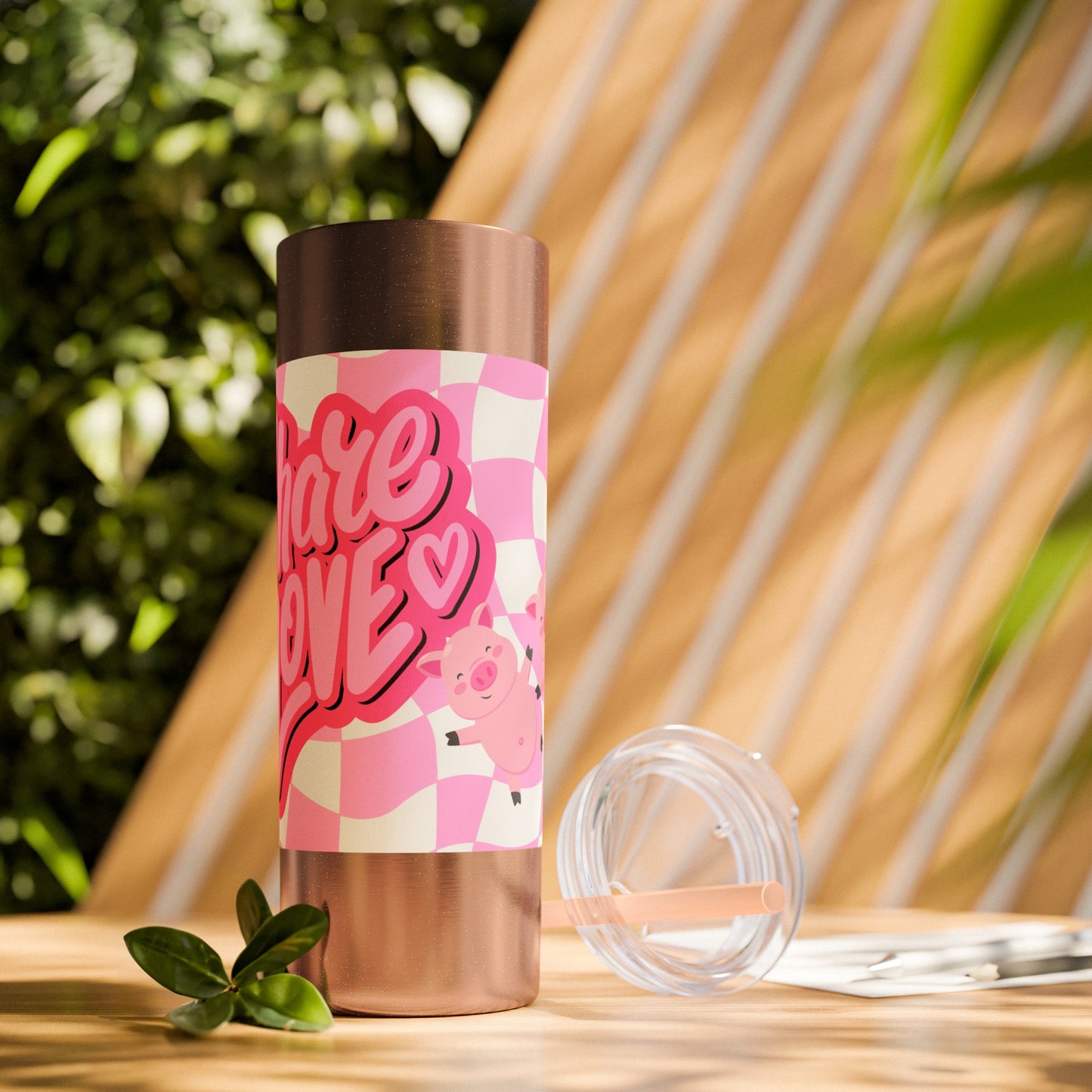 Share the Love Mini Pig Skinny Tumbler with Straw, 20oz