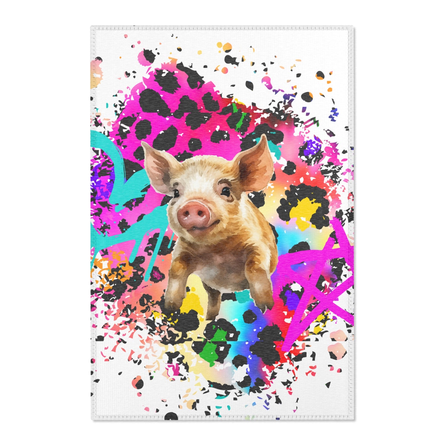 Spray Paint Leopard Pig Area Rugs