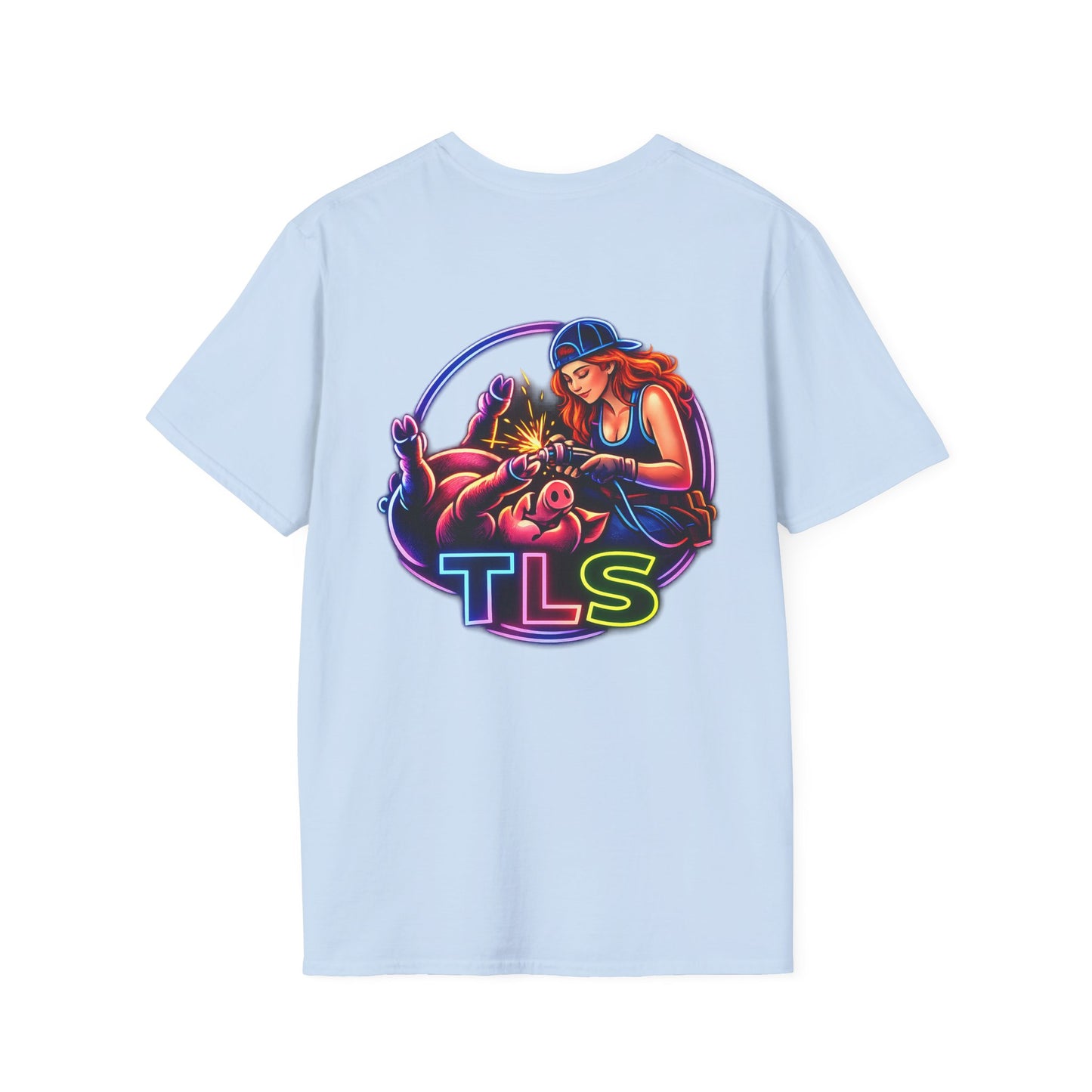 TLS Neon Girl T-Shirt — Neon Retro Gaming Crew Tee